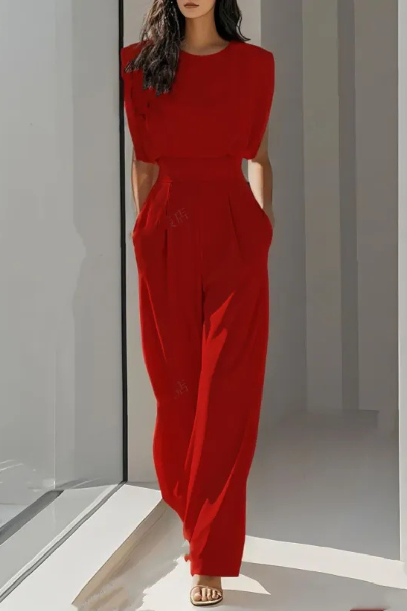 Women's Fitted Waist Jumpsuit – Tailored Everyday Casual Jumpsuit