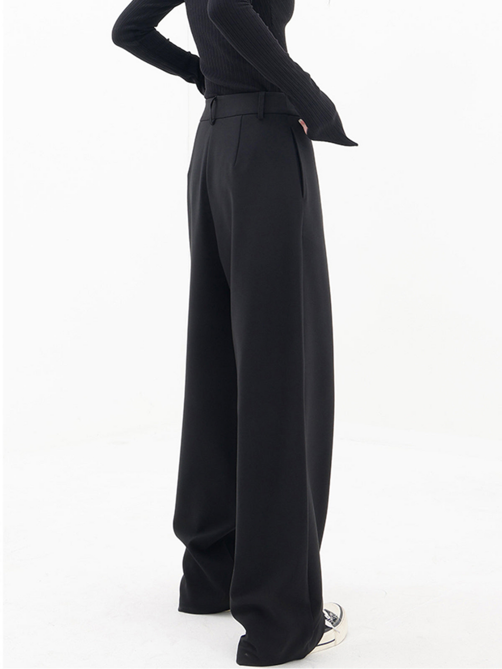 Women's Crisscross Front Wide Leg Pants – Relaxed Elastic Waist Trousers