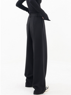 Women's Crisscross Front Wide Leg Pants – Relaxed Elastic Waist Trousers