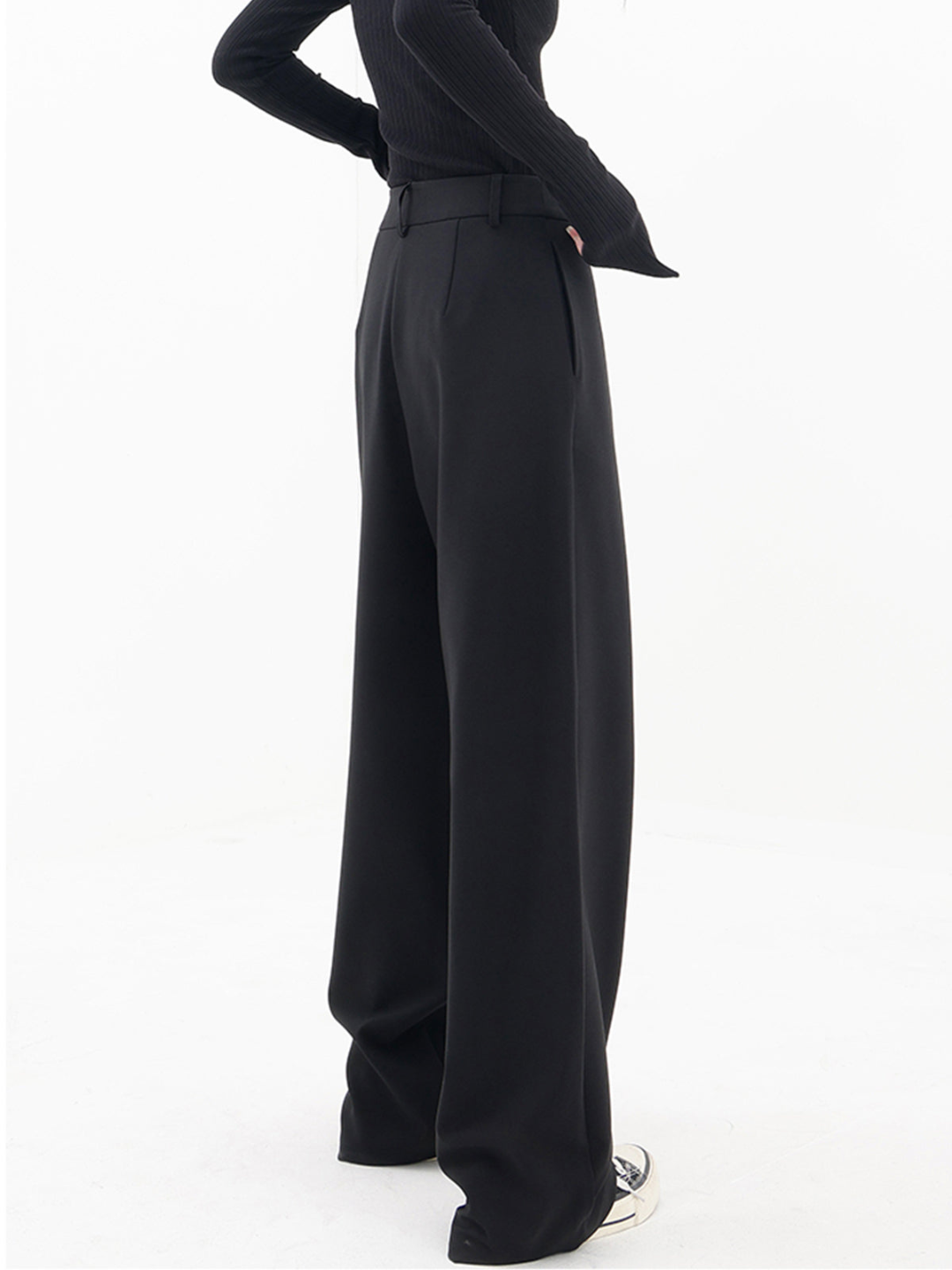 Women's Crisscross Front Wide Leg Pants – Relaxed Elastic Waist Trousers