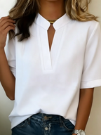 Women's Flowy V-Neck Blouse – Relaxed Long Sleeve Dressy Blouse