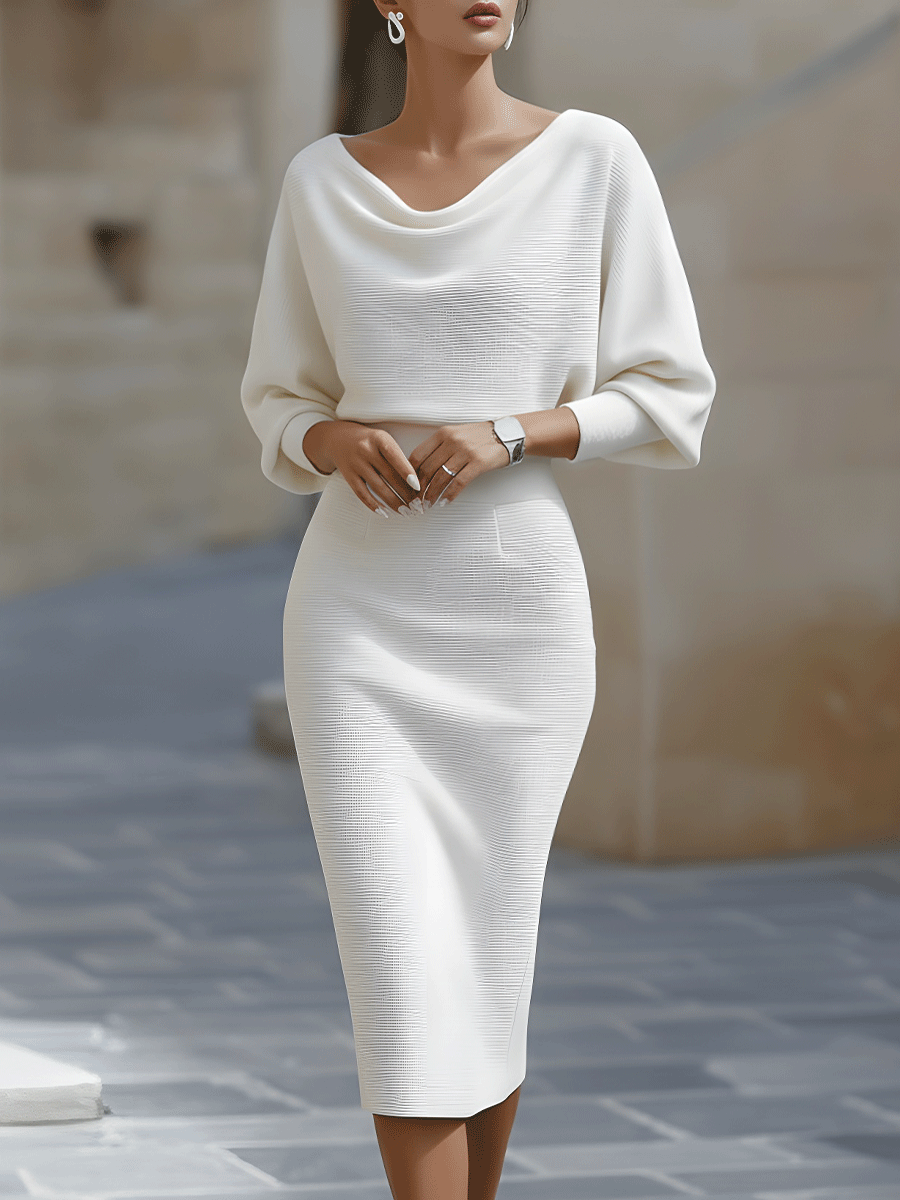 Women's Batwing Sleeve Dress – Boat Neck Bodycon Dress