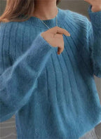 Women's Relaxed Knit Sweater – Classic Long Sleeve Crew Neck Pullover