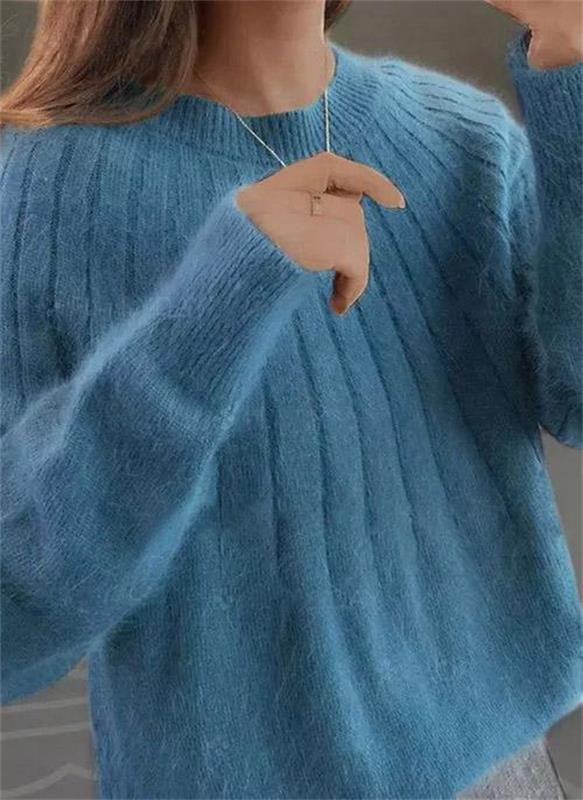 Women's Relaxed Knit Sweater – Classic Long Sleeve Crew Neck Pullover