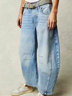 Women's Printed Wide Leg Jeans – Casual Denim Jeans – Lyra