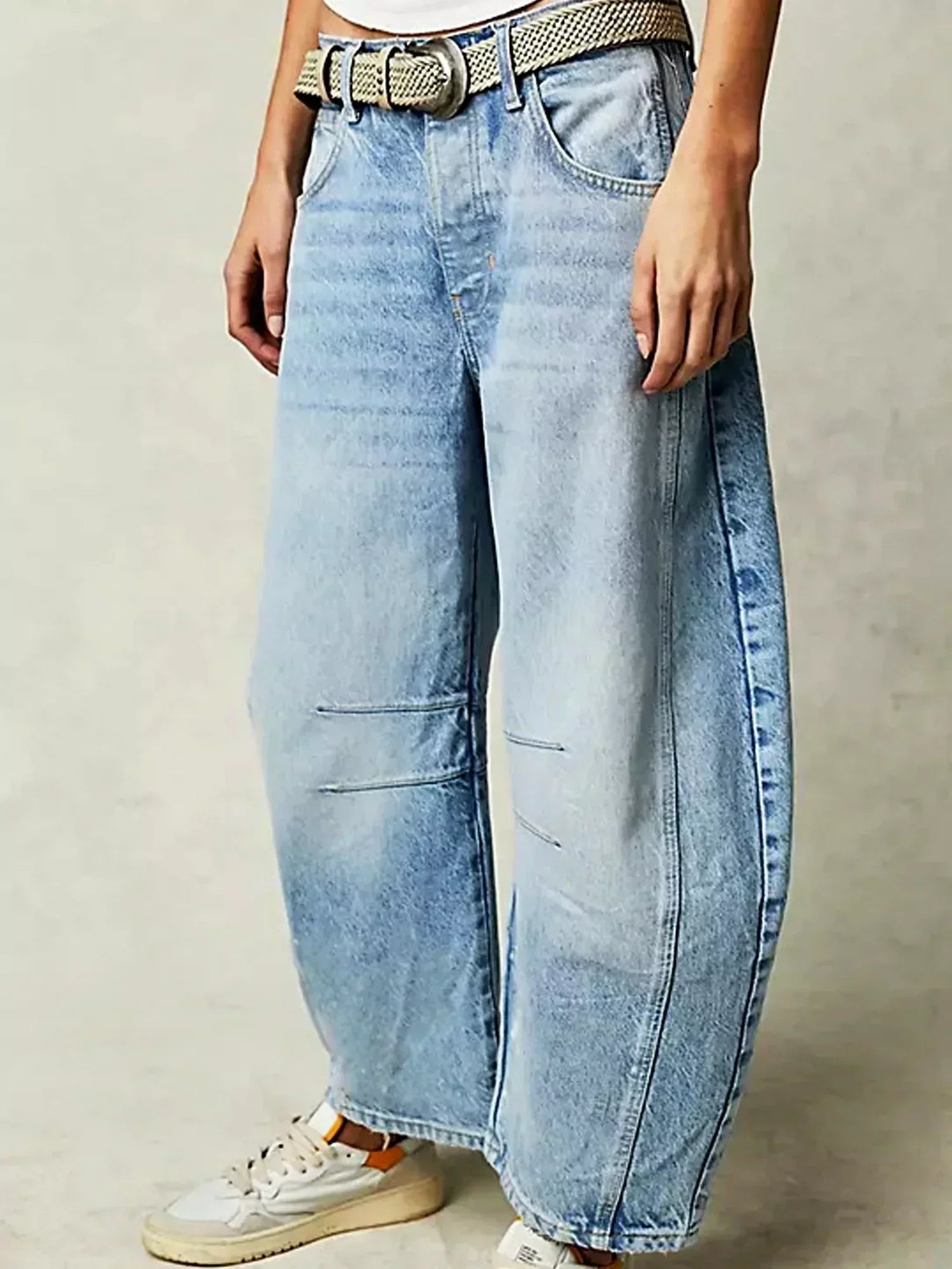 Women's Printed Wide Leg Jeans – Casual Denim Jeans – Lyra