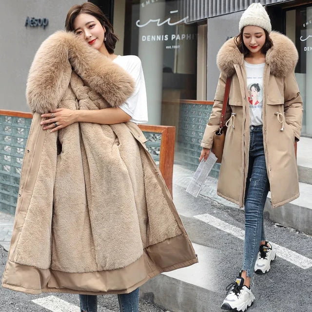Women's Fur Lined Parka – Hooded Longline Winter Coat