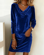 Women's Draped Maxi Dress – Off-Shoulder Formal Evening Dress