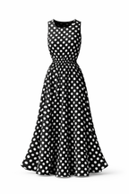 Women's Sleeveless Polka Dot Dress – Casual Midi Dress