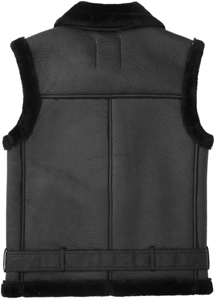 Women's Faux Leather Gilet – Fur Lined Sleeveless Winter Vest