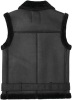 Women's Faux Leather Gilet – Fur Lined Sleeveless Winter Vest