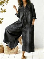 Women's Wide Leg Denim Jumpsuit – Casual Summer Jumpsuit – Dakota