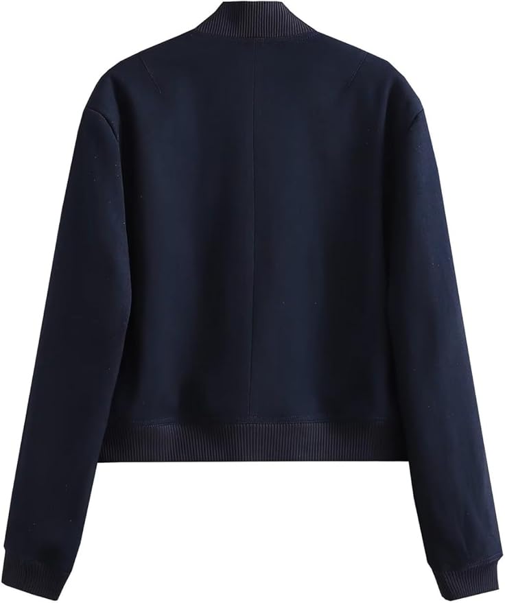 Women's Velvet Look Bomber Jacket – Plush Zip-Up Evening Jacket