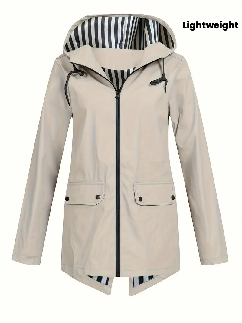 Women's Hooded Outdoor Jacket – Lightweight Wind Resistant Jacket