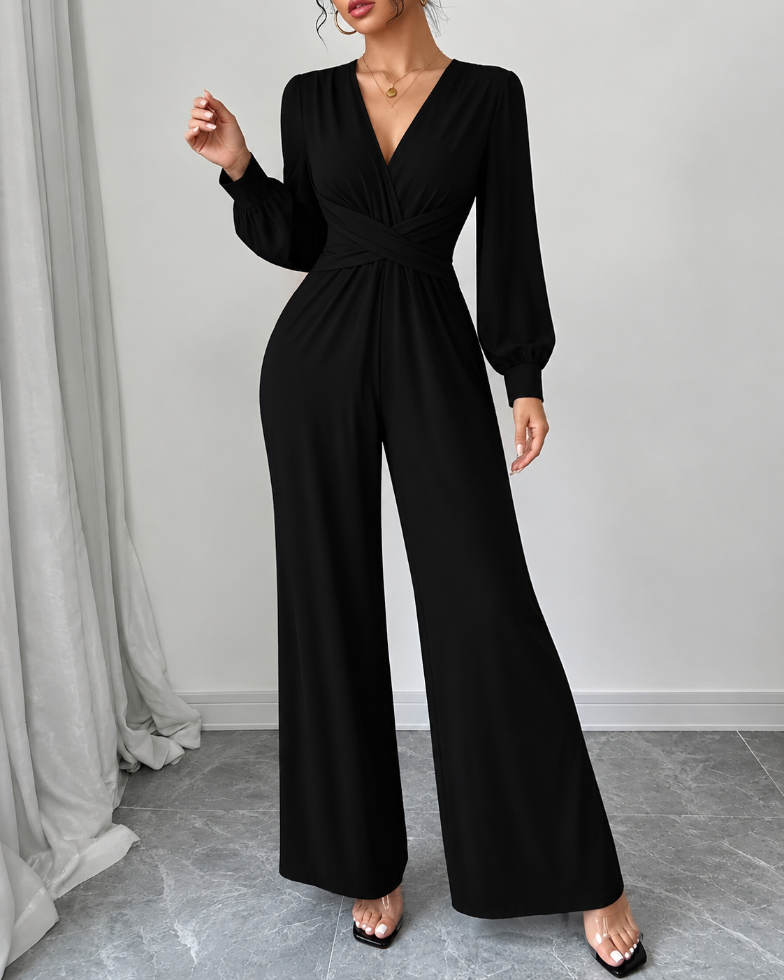 Women's Lace Detail Formal Jumpsuit – Fitted Evening Occasion Jumpsuit
