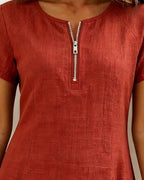 Women's A-Line Dress – Zip Front Flared Day Dress