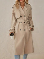 Women's Long Button Trench Coat – Tailored Classic Overcoat