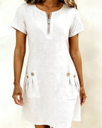 Women's A-Line Dress – Zip Front Flared Day Dress