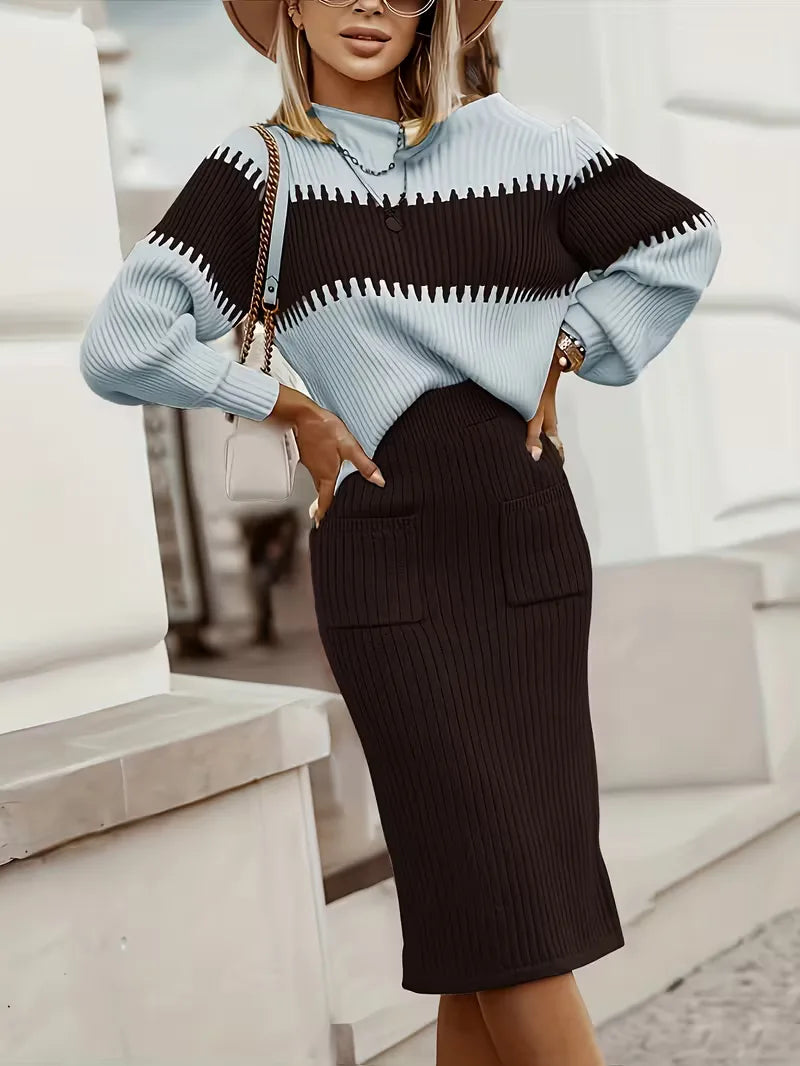 Women's Knit Skirt Set – Ribbed Sweater Co-Ord