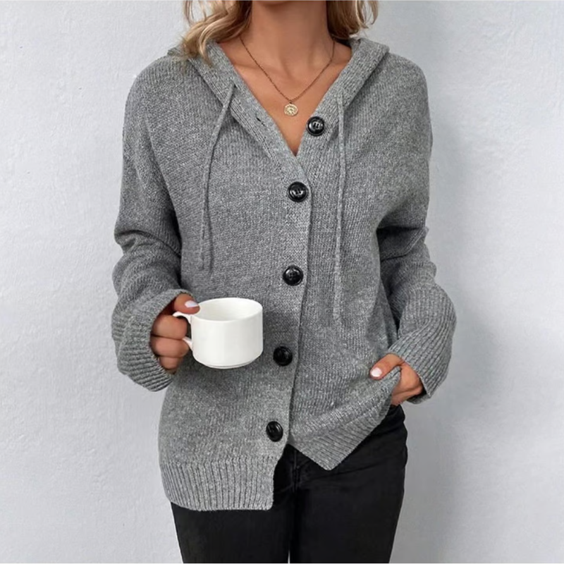 Women's Button Front Winter Cardigan – Thick Knit Long Sleeve Cardigan