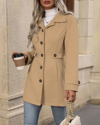 Women's Tailored Long Coat – Classic Button Front Overcoat