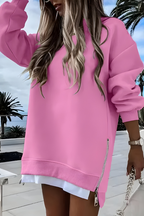 Women's Oversized Sweater – Side Zip Relaxed Fit Pullover