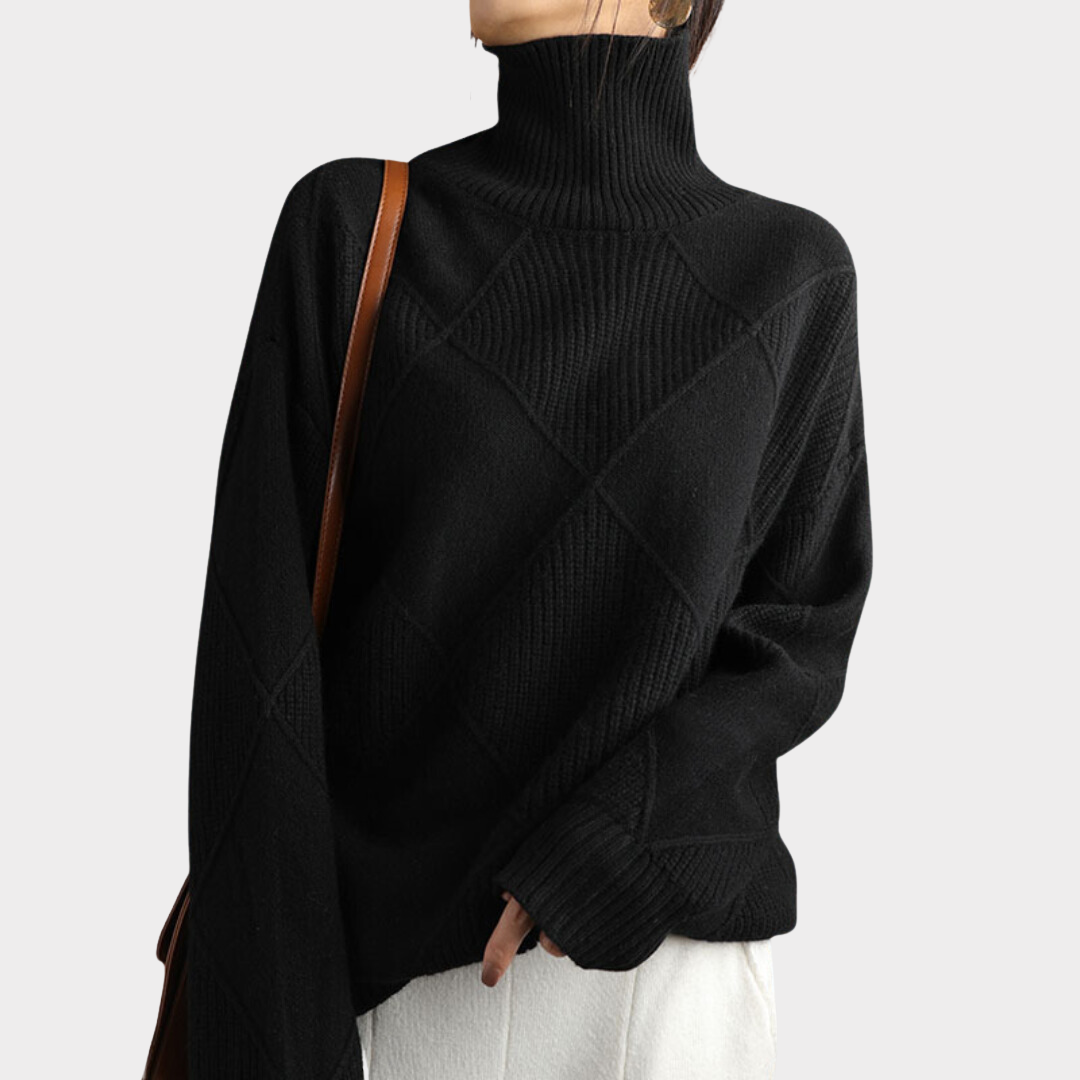 Women's High Neck Winter Sweater – Classic Turtleneck Knit Pullover