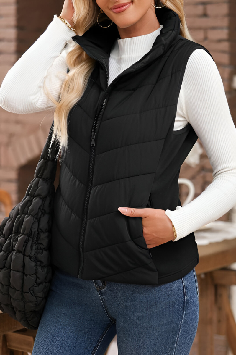 Women's Quilted Puffer Vest – Sleeveless Cold Weather Bodywarmer
