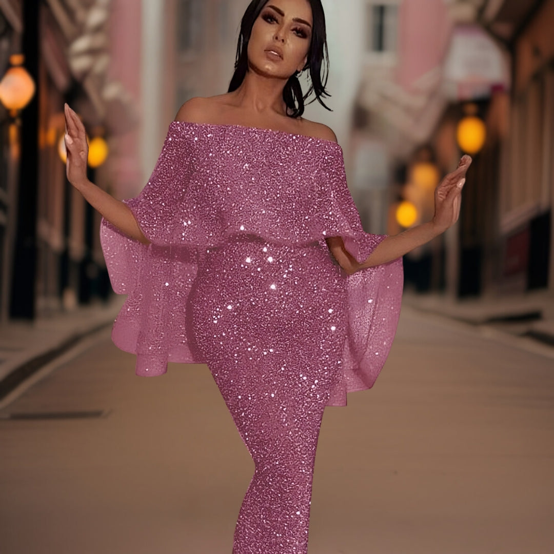 Women's Off-Shoulder Ruffle Dress – Fitted Statement Occasion Dress