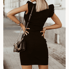 Women's Ruffle Sleeve Bodycon Dress – Fitted Cocktail Party Dress