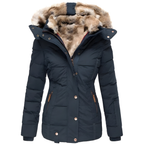 Women's Long Quilted Coat – Removable Fur Hood Winter Coat