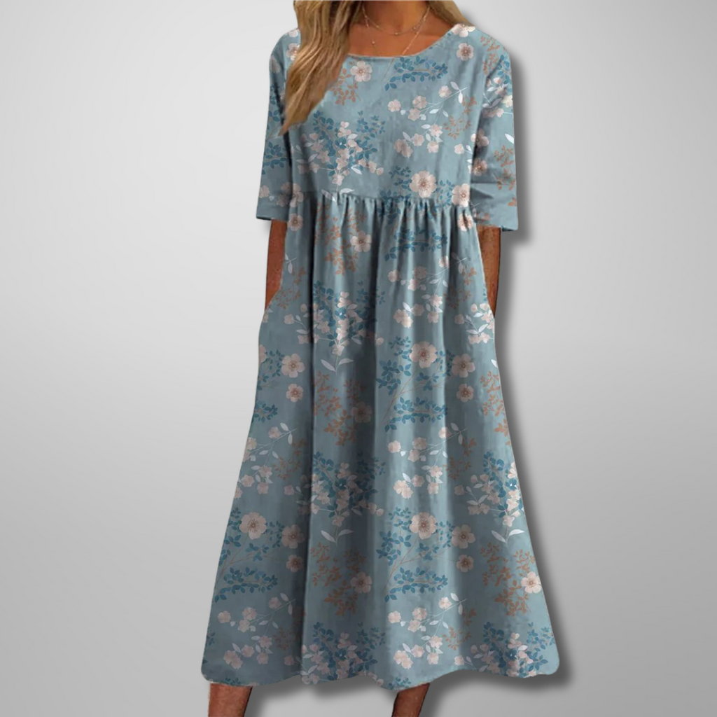 Women's Floral Midi Dress – Relaxed Fit Summer Dress – Brooklyn
