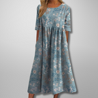 Women's Floral Midi Dress – Relaxed Fit Summer Dress – Brooklyn