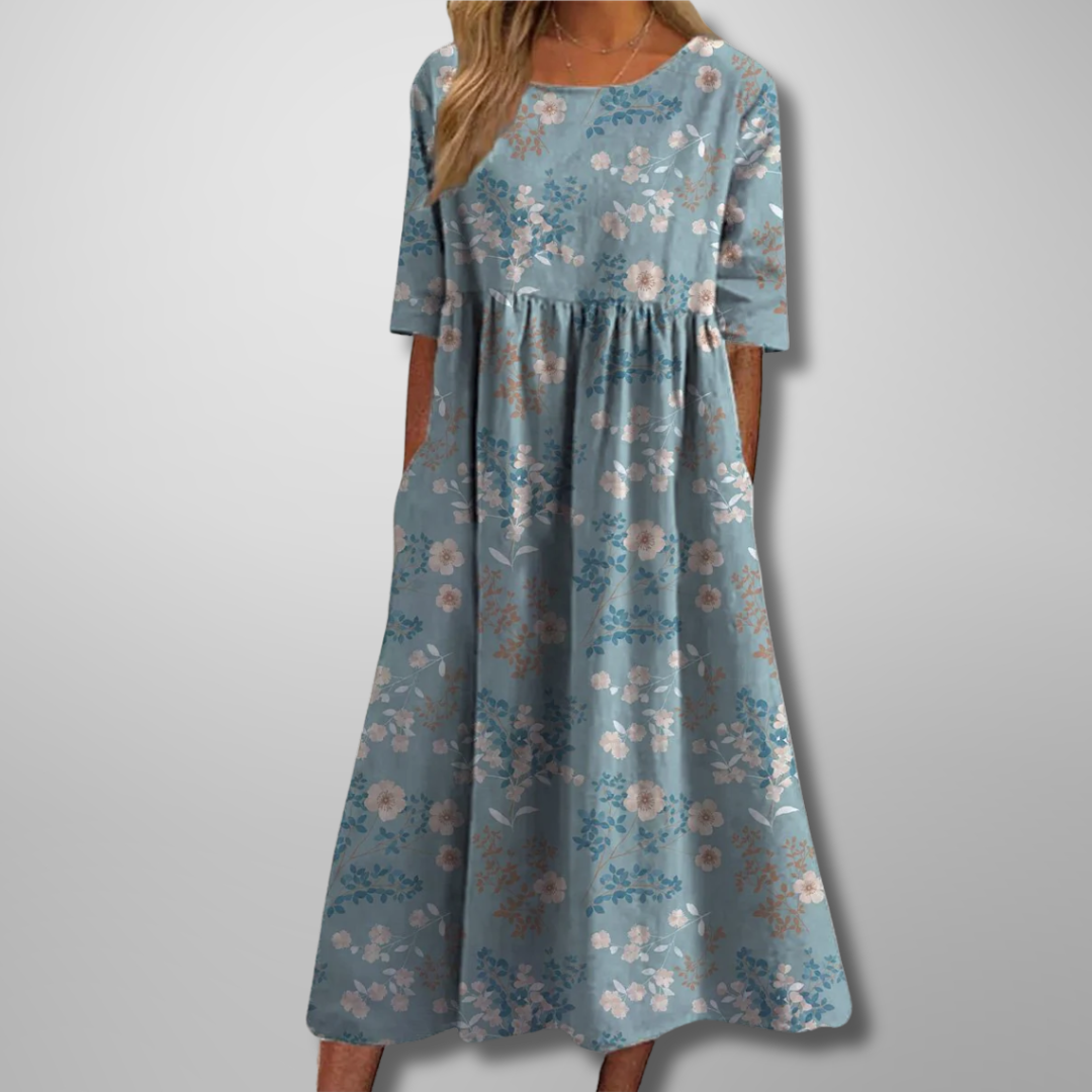 Women's Floral Midi Dress – Relaxed Fit Summer Dress – Brooklyn