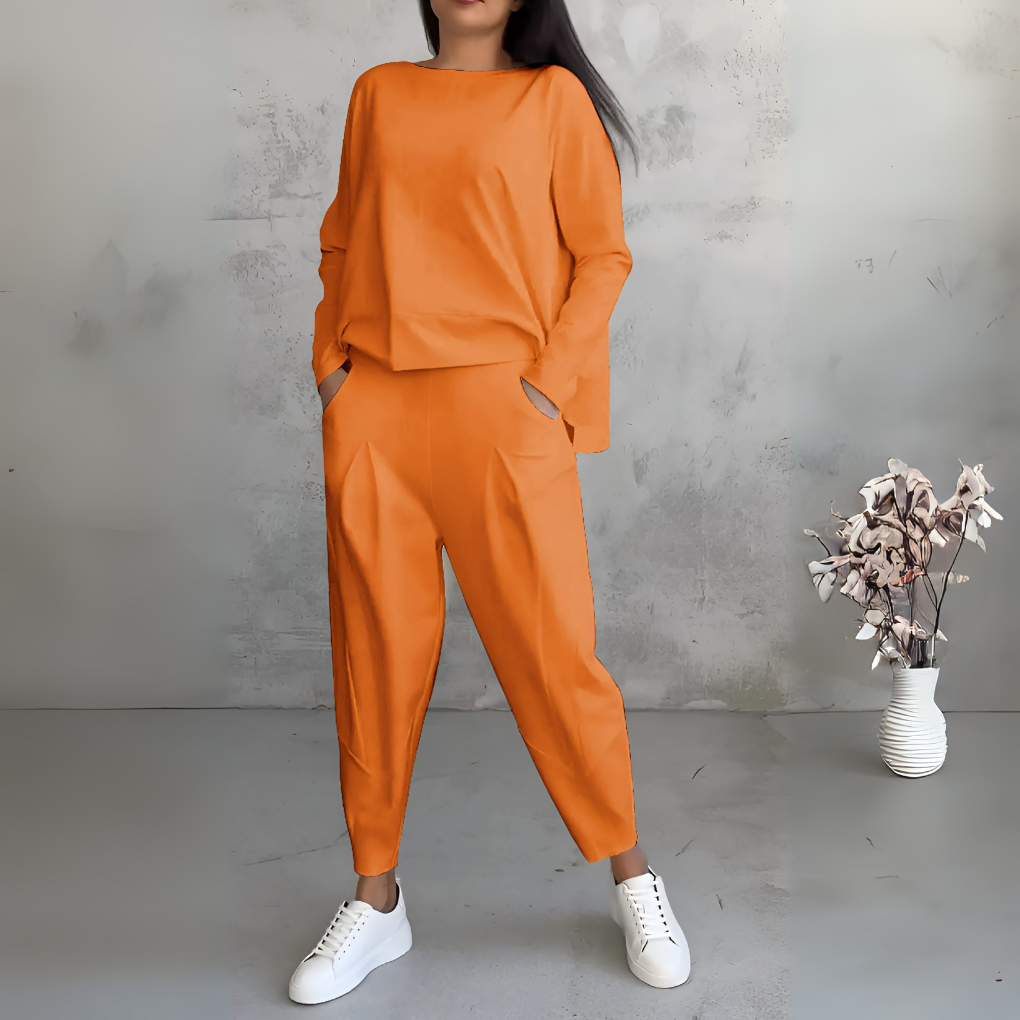 Women's Long Sleeve Lounge Set – Crew Neck Matching Pants Set