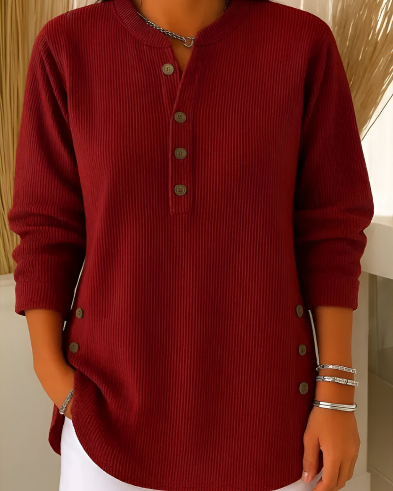 Women's Textured Knit Top – Relaxed Long Sleeve Sweater Top