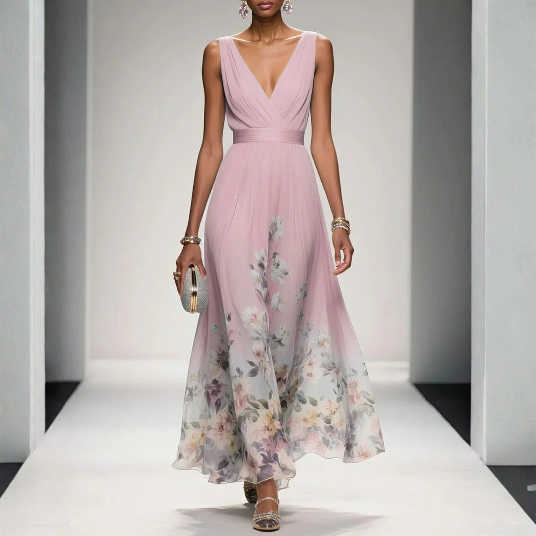 Women's Wedding Guest Floral Maxi Dress – Flowy Summer Occasion Dress