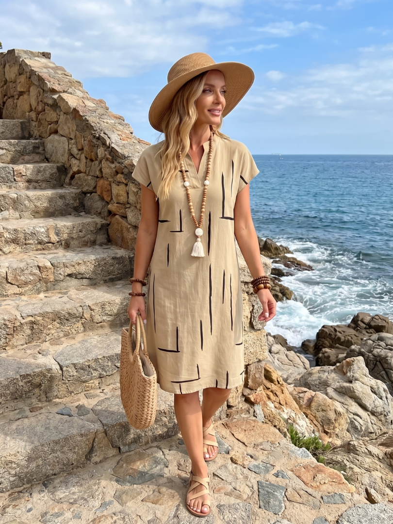 Women's Printed Day Dress – Relaxed Flowy Everyday Dress