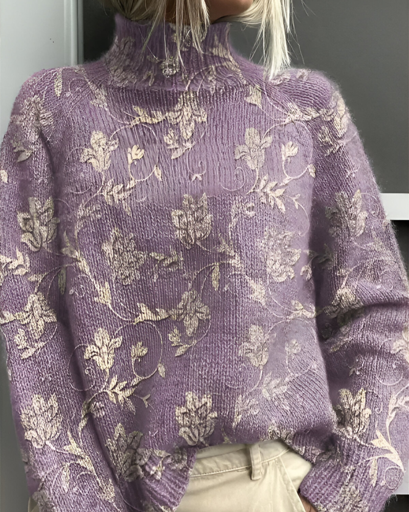 Women's Graphic Knit Sweater – Patterned Crew Neck Pullover