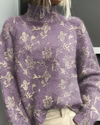 Women's Graphic Knit Sweater – Patterned Crew Neck Pullover