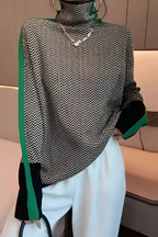 Women's High Neck Sweater – Relaxed Long Sleeve Knit Pullover