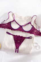 Women's Lace Lingerie Set – Deep V-Neck Bra & Matching Brief Set