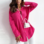 Women's Relaxed Shirt Blouse – Long Sleeve Collared Button Blouse