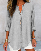 Women's Button Front Striped Blouse – Relaxed Casual Shirt Blouse