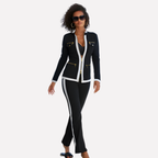 Women's Zip Jacket Tracksuit – Contrast Trim Matching Pants Set