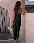 Women's Strappy Maxi Dress – Side Slit Fitted Evening Gown