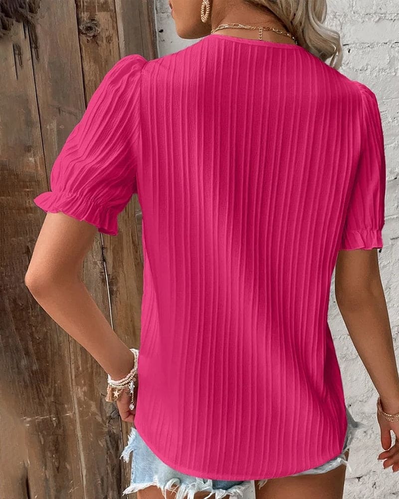 Women's Lace Detail Blouse – V-Neck Feminine Occasion Blouse