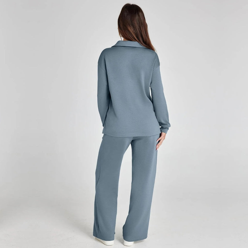 Women's Relaxed Co-Ord Set – Wide Leg Lounge Outfit