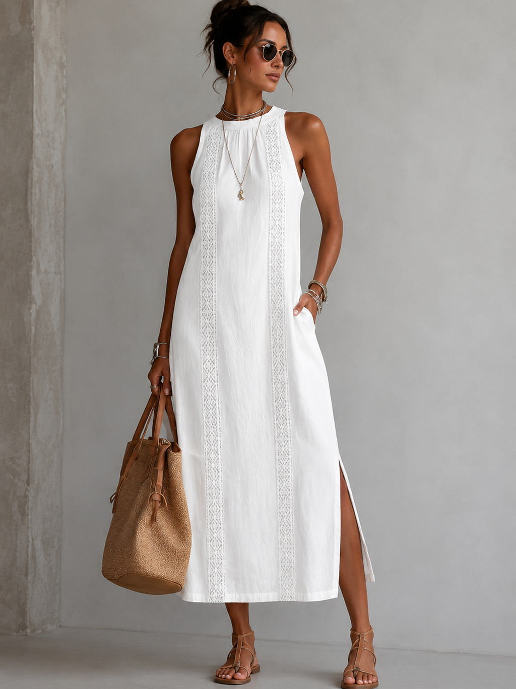 Women's Embroidered Shirt Dress – Relaxed Pocket Flowy Day Dress