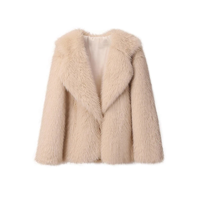 Women's Oversized Faux Fur Coat – Fluffy Winter Statement Jacket